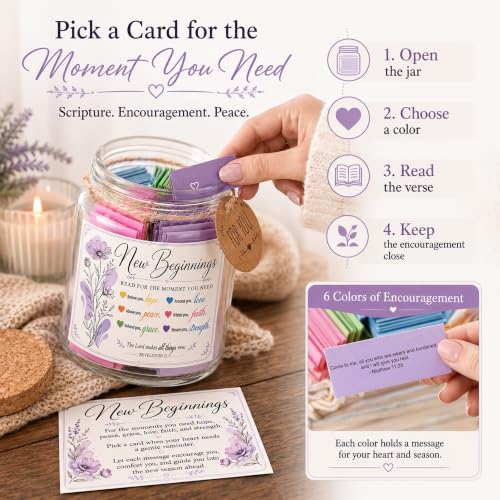 New Beginnings Bible Verse Jar, New Beginnings Gifts for Women, Coworker, Friends - color: Bible jar for new beginning