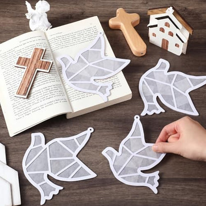 Sinload 24 Set White Dove Suncatcher Craft Peace Dove Paper Ornaments Decor - style: White Dove