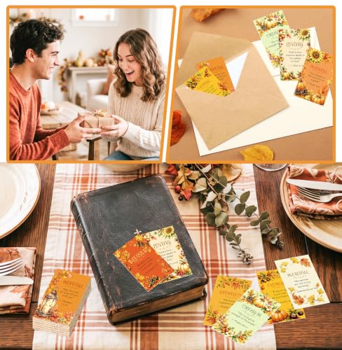 100Pcs Thanksgiving Bible Verse Cards, Assorted Fall Scripture Prayer Cards - style: Fall