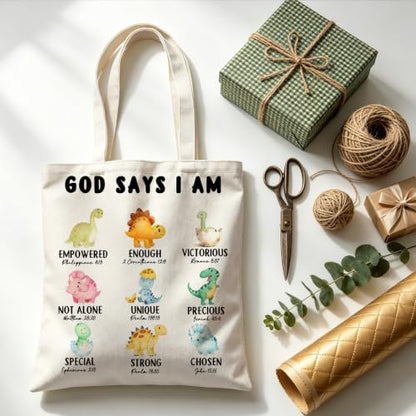 Inspirational Christian Dinosaur Tote Bag Reusable