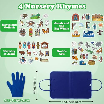Aizweb Felt Board Bible Stories Set, Flannel Board Stories for Preschool Learning Activities,Bible Toys for Kids, Noah's Ark, David and Goliath, Jonah and The Whale, Jesus Nativity Set,Christian Toys - style: Bible Stories Set