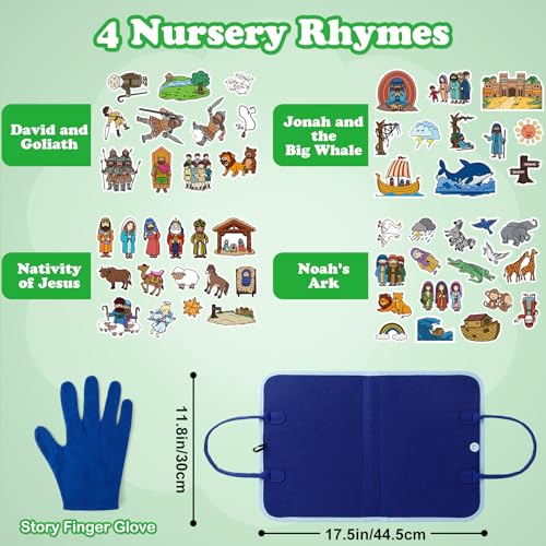 Aizweb Felt Board Bible Stories Set, Flannel Board Stories for Preschool Learning Activities,Bible Toys for Kids, Noah's Ark, David and Goliath, Jonah and The Whale, Jesus Nativity Set,Christian Toys - style: Bible Stories Set
