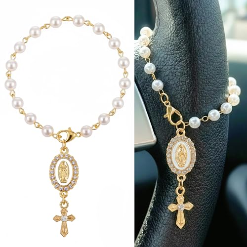 Car Rosary for Car, Steering Wheel Charm, Steering Wheel Rosary Charm Cross - style: B
