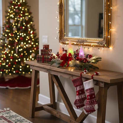 Eksen Lighted Christmas Table Centerpiece with Color-Changing LED Acrylic Trees, 27" Christmas Table & Mantel Decor, 5 Light Modes
