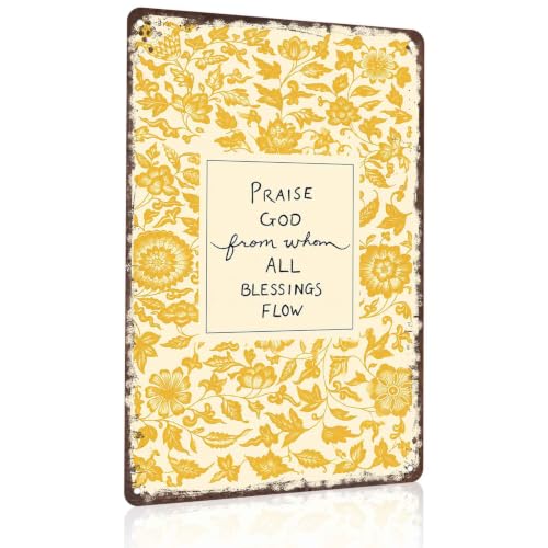 Praise God From Whom All Blessings Flow Christian Religious Aluminum Metal Sign, 8X12 Inch, Decor for Home Living Room Kitchen Entryway Bedroom Cafe Bar