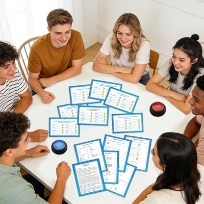 28 Pcs Christian Bible Family Feud Game with 2 Buzzers,Church Game Night, Bible Trivia Games Cards,Team Building & Family Game Night