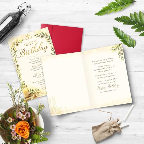 Religious Birthday Card with Bible Verses, Christian Birthday Card for Women Men, Faith Based Happy Bday Greeting Cards Gift - color: Christian Bday