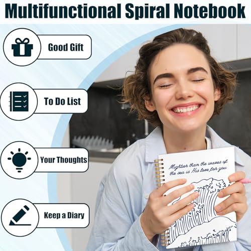 Inspirational Christian Journal Notebook for Work Study, Prayer Journal for Women, Bible Verse Mighties Than The Waves of The Sea Spiral Notebook Office Supplies Gifts, 5.5x8.3 Inch - color: waves powerful