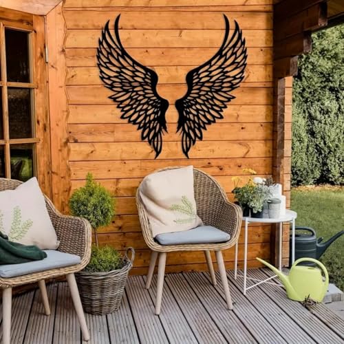 DUOOLN Angel Wings Metal Wall Decor Art, Abstract Butterfly Sculpture Black - color: Black - 2 Pcs Wings