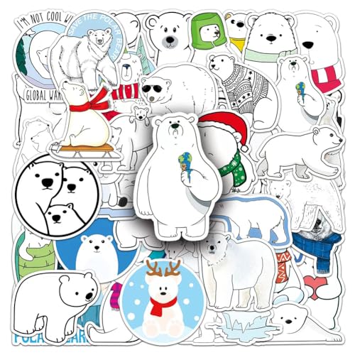 50Pcs Polar Bear Stickers Waterproof Vinyl Decals - color: Polar Bear