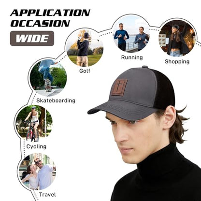 Christian Hats for Men Women, Faith Over Fear Hat - color: Cross Gray