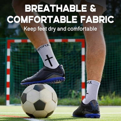 4/6 Pairs Christian Anti Slip Bible Verse Cross Print Socks - color: Black & White 4:13