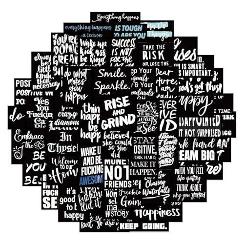 60Pcs Black Affirmation Stickers Decals, Holographic Motivational Sticker Pack, Positive Journal Encouraging Shiny Quotes for Kids, Teachers, Classroom, Waterproof Scrapbook Supplies (Inspirational) - color: Inspirational