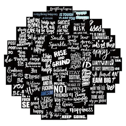 60Pcs Black Affirmation Stickers Decals, Holographic Motivational Sticker Pack, Positive Journal Encouraging Shiny Quotes for Kids, Teachers, Classroom, Waterproof Scrapbook Supplies (Inspirational) - color: Inspirational