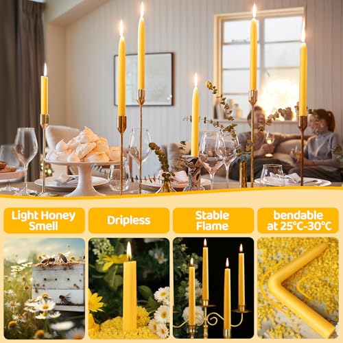 Beeswax Taper Candles, Handmade Natural Candles Sticks,9 Inch,18 Pack - color: Yellow, size: 9 inch