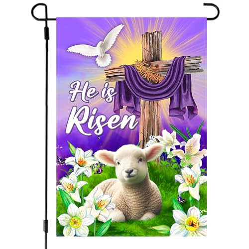 68LDROOTER He Is Risen Easter Garden Flag, Vertical Double Sided, Outdoor Easter Decor Religious Garden Flags (Garden Flag) - color: Garden Flag