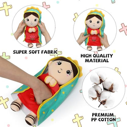 Lady of Guadalupe Doll Plush - Virgin Mary Stuffed Doll Catholic Baby Gifts Religious Toys Baptism Christian Sunday School Religious Gift for Baby Kids Adults Prayer 13 Inch - style: Doll