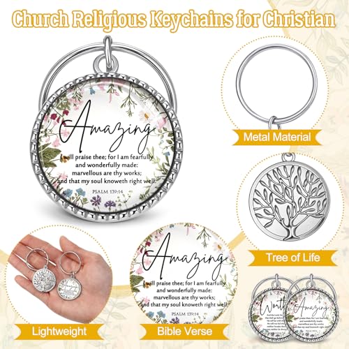 Equsion 36 Pcs Christian Keychain Bulk Mini Bible Keychains, Wildflower - color: Wildflower