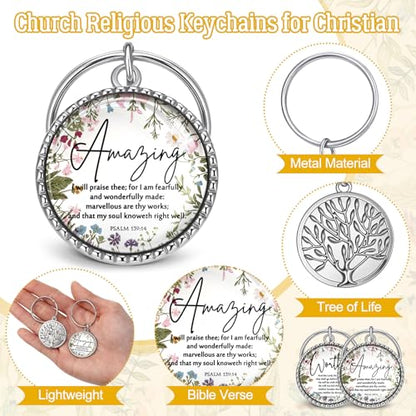 Equsion 36 Pcs Christian Keychain Bulk Mini Bible Keychains, Wildflower - color: Wildflower