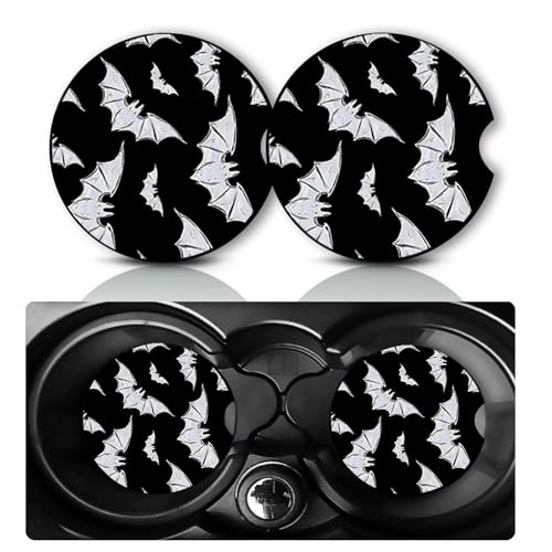 2PCS Bat Car Cup Holder Coasters Universal Anti-Slip Rubber Mat - color: Bat