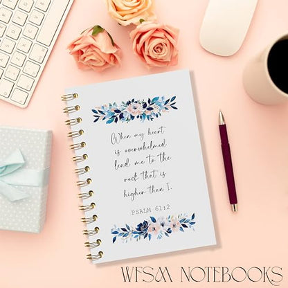 WFSM Christian Floral Notebook - Prayer Journal, Christian Gifts Journal, Bible Verse Notebook, Daily Prayer Journal, Bible Notebooks for Note Taking, Christian Gifts, 5.5x8.3 Inches - color: Psalm 61:2