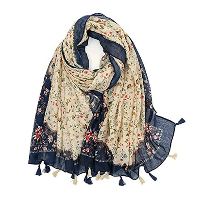 Yeieeo Boho Scarf for Women Lightweight Floral Printed Scarf Fall Winter Fashion Fringed Shawl - color: Floral 20