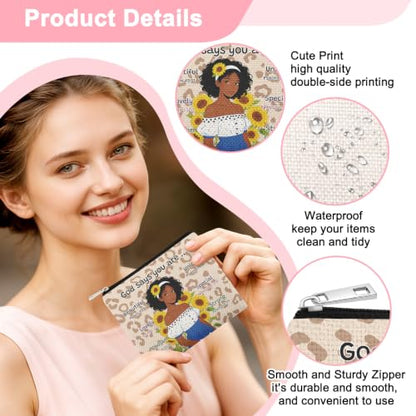 4 Pcs Christian Gifts for African Americans Women 4 Pack Coin Purses Inspirational Gifts for Black Women Bible Verse Coin Pouch for for Black Girls Friend Christmas Birthday Encouragement Wallet