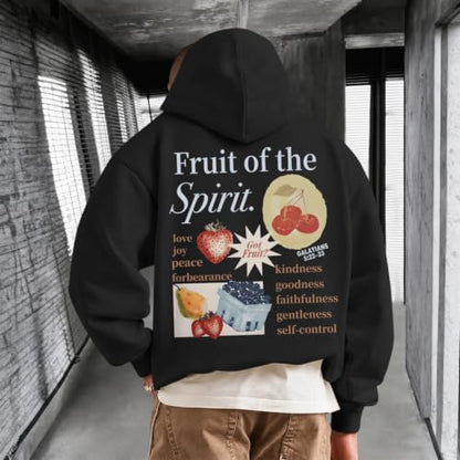 Christian Hoodies for Men Fruit of The Spirit Hoodie Jesus Religious Faith Bible Verse Sweatshirt Graphic Pullover - color: Black, size: XX-Large
