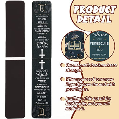Epakh 30 Pcs Bible Verse Magnetic Christian Bookmarks Bulk 0.8x4.7in Inspirational Scripture Book Markers for Women Men Religious Motivational Magnet Page Clips Book Lovers Reading Gifts for Church