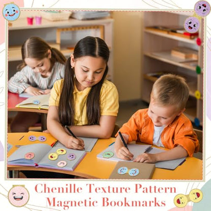 Eaasty 60 Pcs Smile Face Magnetic Bookmarks Bulk, Pastel Bookmark for Book - style: Pastel Smile Face