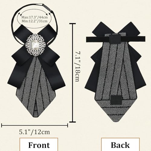 Womens Bow Tie Adjustable Rhinestone Bowtie for Women Ladies Girls Pre-tied Womens Tie for Shirt Suit Uniform - color: Black-strap-style 3