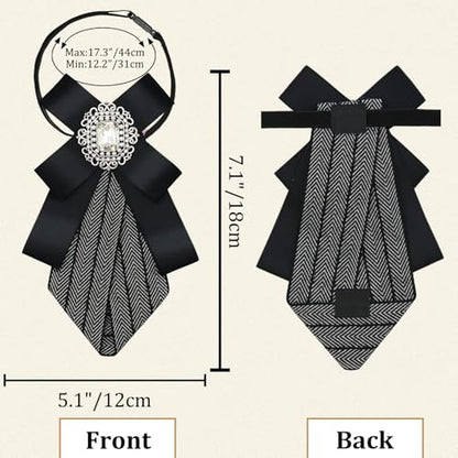 Womens Bow Tie Adjustable Rhinestone Bowtie for Women Ladies Girls Pre-tied Womens Tie for Shirt Suit Uniform - color: Black-strap-style 3