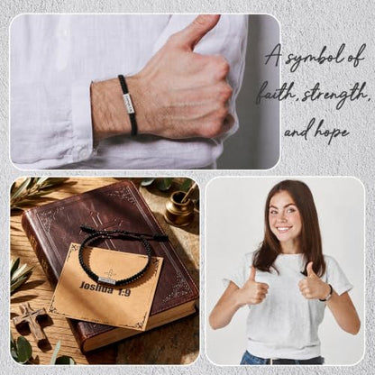 Landical Bible Verses Bracelet Christian Gift Teens Men - style: Joshua 1:9