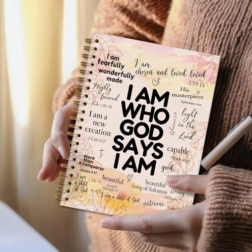 Inspirational Christian Spiral Notebook Journal, Christian Gifts for Women Faith, God Says I Am Bible Verse Notebook Journal for School Office Supplies, 5.5 x 8.3 Inch - color: 17Child