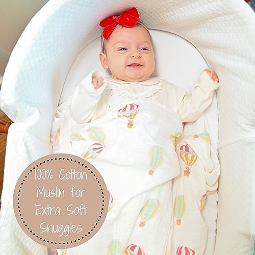 LollyBanks Muslin Swaddle Blankets, 100% Organic Cotton Receiving Blanket - color: The Sky is the Limit Or Lift Me Up