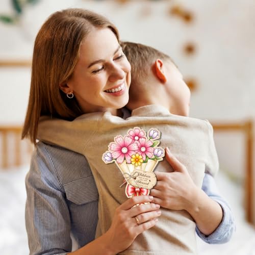 Hollowfly 24 Sets Religious Mother's Day Crafts Color Your Own Wooden Flower Cards Sign with Paint Pots & Brushes DIY Mother's Day Christian Gift for Church Sunday School Classroom Activities