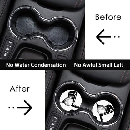 2 Pack Golf Car Cup Holder Coasters Universal Neoprene Coasters - color: Golf