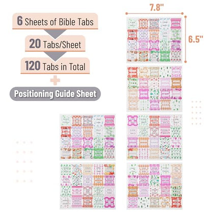 Mr. Pen- Laminated Bible Tabs, 120 pcs, Easy-to-Read & Apply - color: Garden Glory