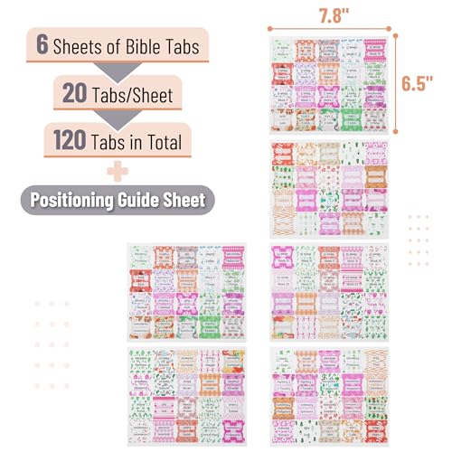 Mr. Pen- Laminated Bible Tabs, 120 pcs, Easy-to-Read & Apply - color: Garden Glory