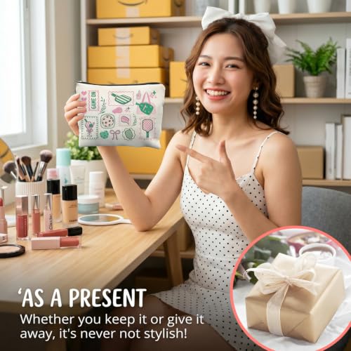 Pickleball Lover Player Gifts for Women Canvas Makeup Bag - color: pickleball