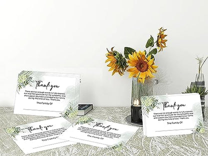 Green Flowers Funeral Thank You Cards with Envelopes, Floral Thank You Notes Set, Personalized Cards - color: multicolorGX02