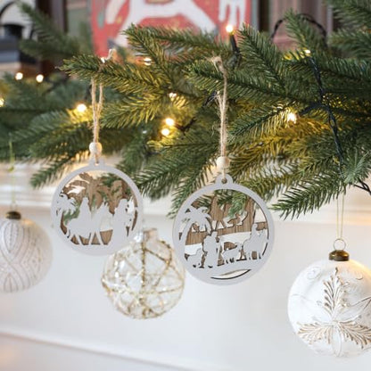 18 Pieces Nativity Scene Ornaments Christmas Tree Decorations