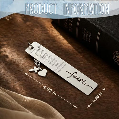 Christian Trust Bookmark, Inspirational Faith Gift with Proverbs 3:5 Scripture, Spiritual Reading Accessory for Religious Book Lovers & Spiritual Readers, Faith13