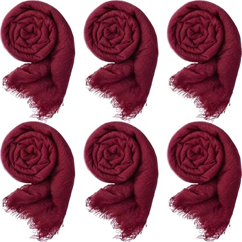Geyoga 6 Pcs Women Scarf Shawl Hijab Scarves - color: Dark Red