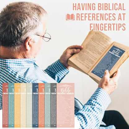Motiskyy 100 Pcs Bible Emergency Numbers Bookmark Gift, Bright Morandi - color: Bright Morandi