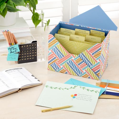 Hallmark All Occasion Cards, Assorted 24-Pack with Organizer (Herringbone)