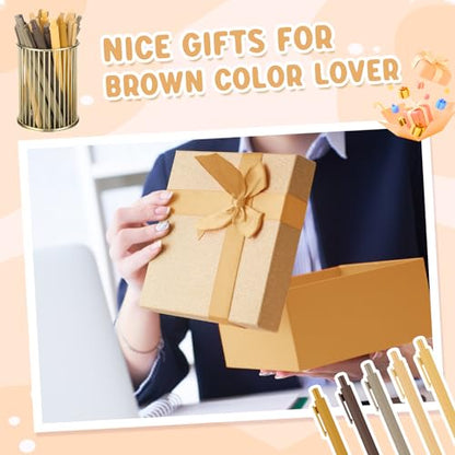 100 Pcs Ballpoint Gel Pens Bulk Retractable, Brown Series - style: Brown Series