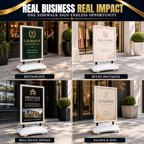 Custom Weighted Sidewalk Sign Display by BCB Print – 23x33 Outdoor Sign Holder with Custom Print | Heavy Duty Advertising Stand for Business, Storefront Use | Made in USA - color: Pavement Curb Sidewalk Sign
