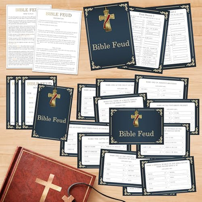 Christian Bible Feud Game - Church Game Night, Bible Trivia Games, Fun for Family - Bible Family Feud Questions, Games for Church Group, scyx02