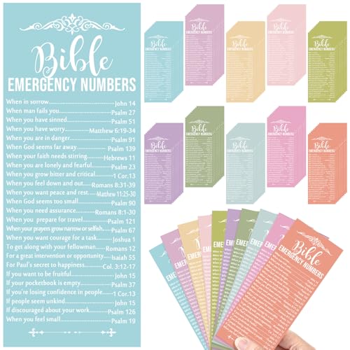 Motiskyy 100 Pcs Bible Emergency Numbers Bookmark Gift, Pastel Color - color: Pastel Color